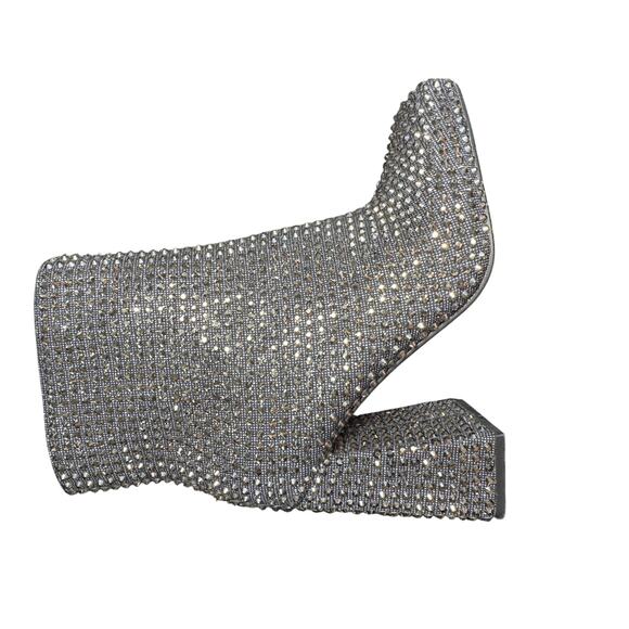 Jessica Simpson Luvrey Rhinestone Bootie Size 9 M Pewter Metallic square Toe - Picture 4 of 15